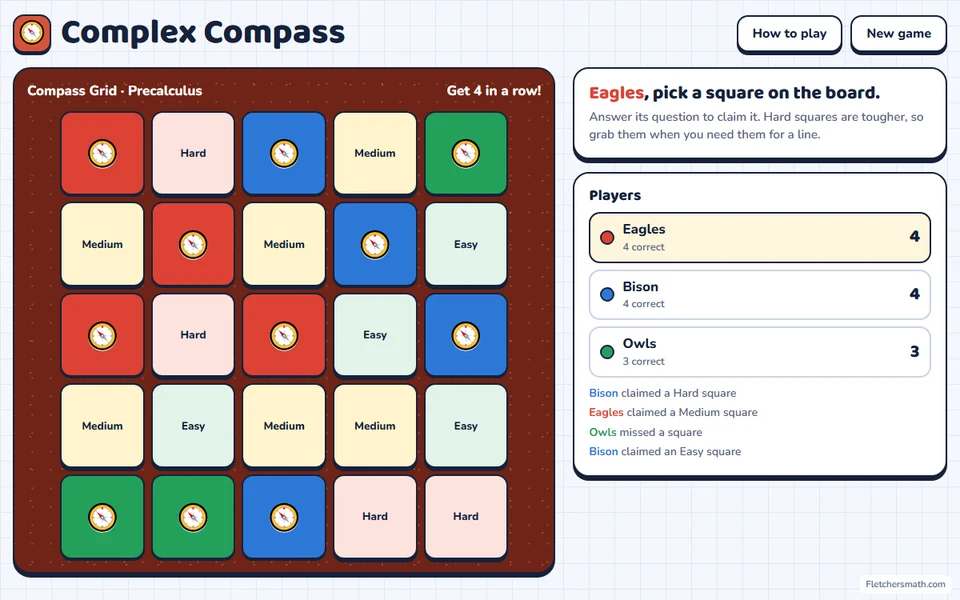 Screenshot of Complex Compass in the middle of a game