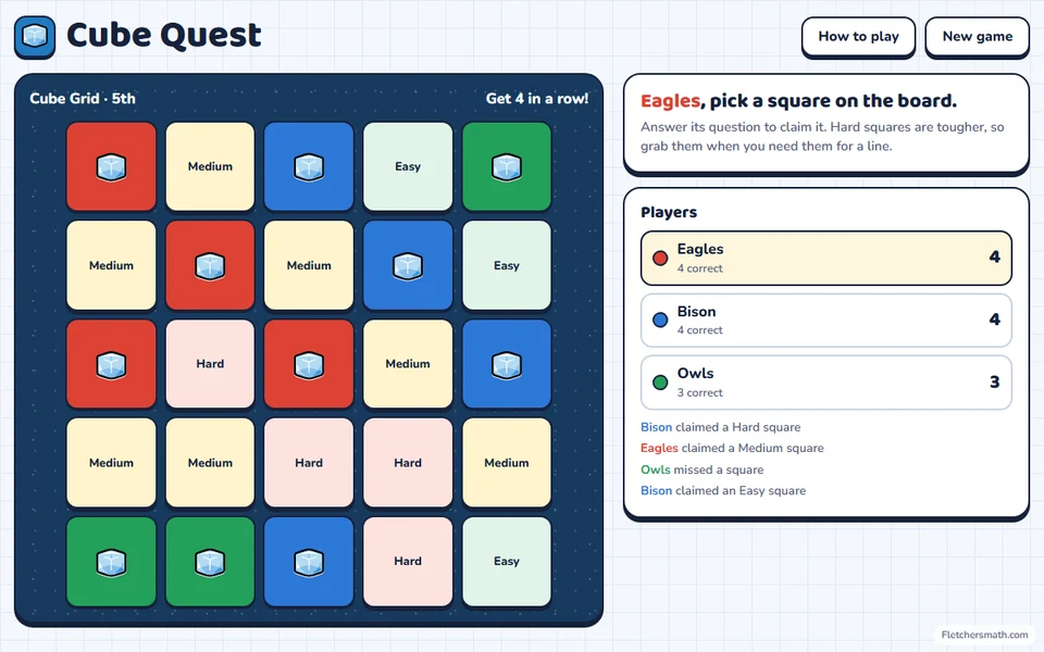 Screenshot of Cube Quest in the middle of a game