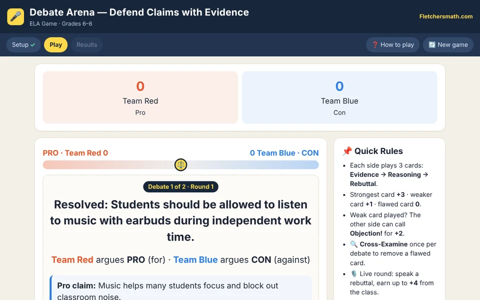 Screenshot of Debate Arena — Defend Claims with Evidence
