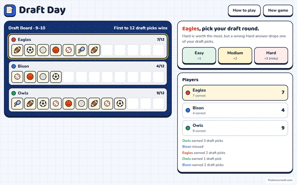 Screenshot of Draft Day in the middle of a game
