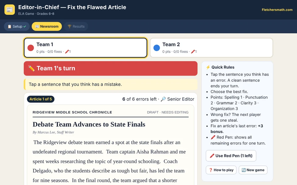 Screenshot of Editor-in-Chief — Fix the Flawed Article