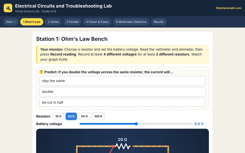 Screenshot of Electrical Circuits and Troubleshooting Lab