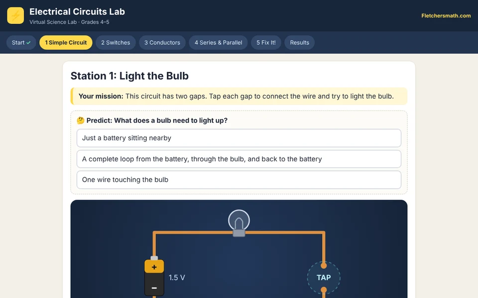 Screenshot of Electrical Circuits Lab