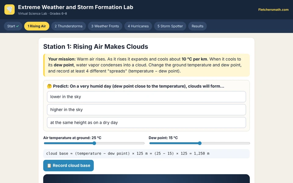 Screenshot of Extreme Weather and Storm Formation Lab