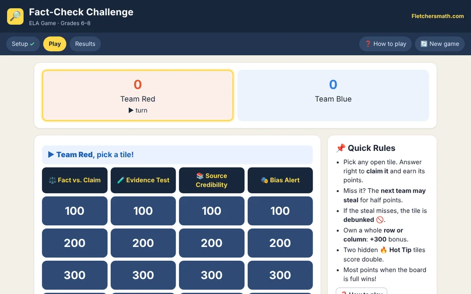 Screenshot of Fact-Check Challenge