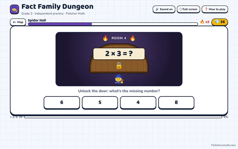 Screenshot of Fact Family Dungeon