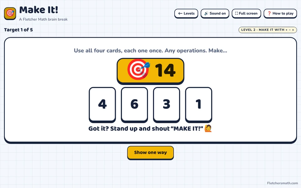 Screenshot of Make It! in the middle of a game