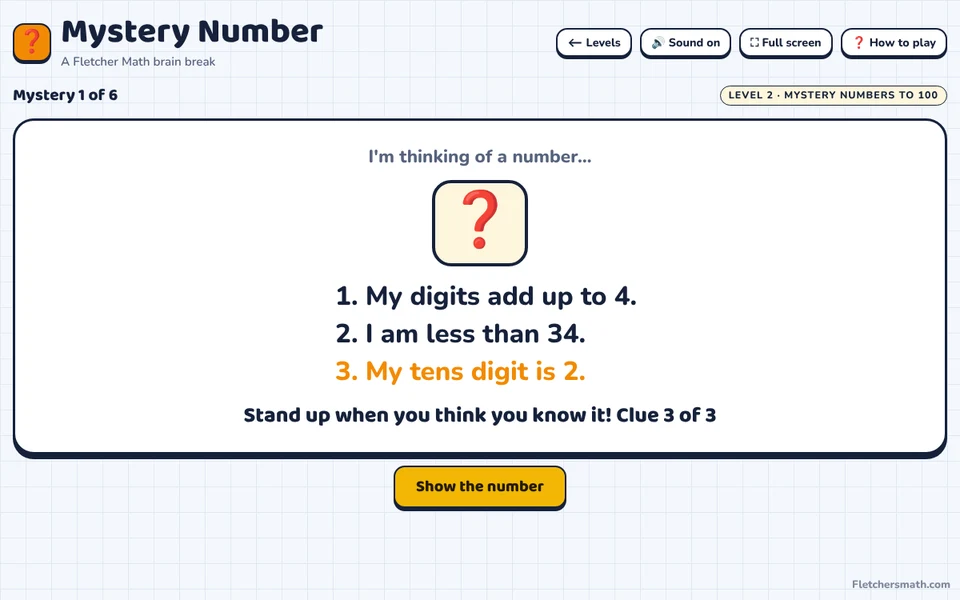 Screenshot of Mystery Number