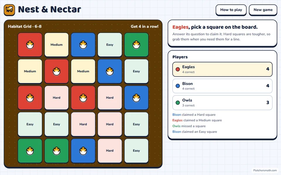 Screenshot of Nest & Nectar in the middle of a game