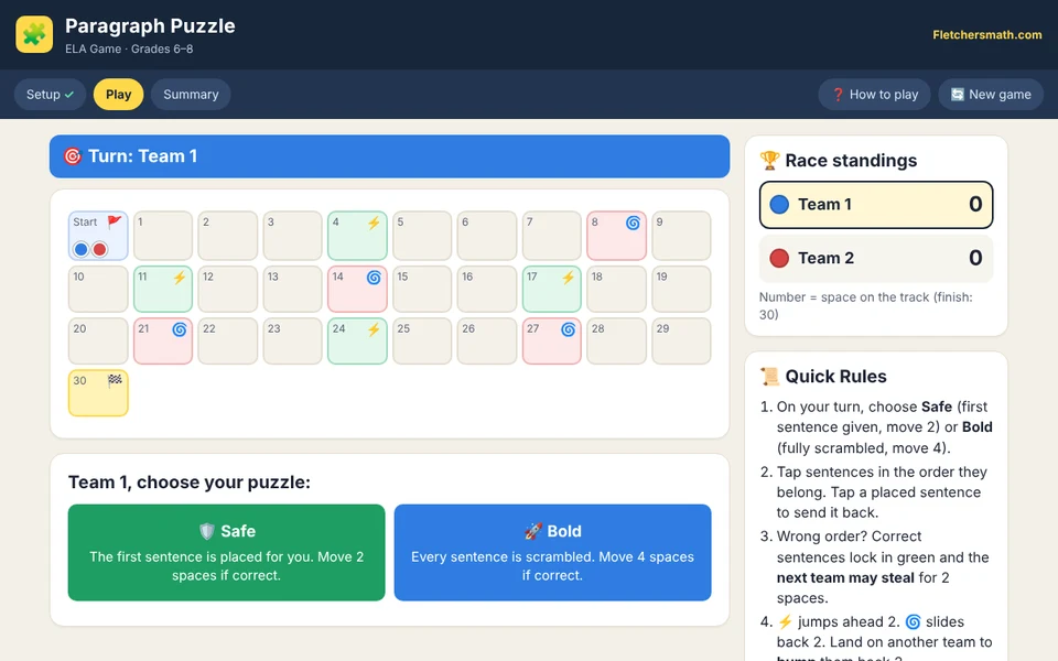 Screenshot of Paragraph Puzzle