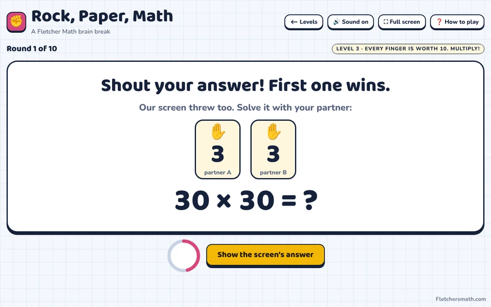 Screenshot of Rock, Paper, Math