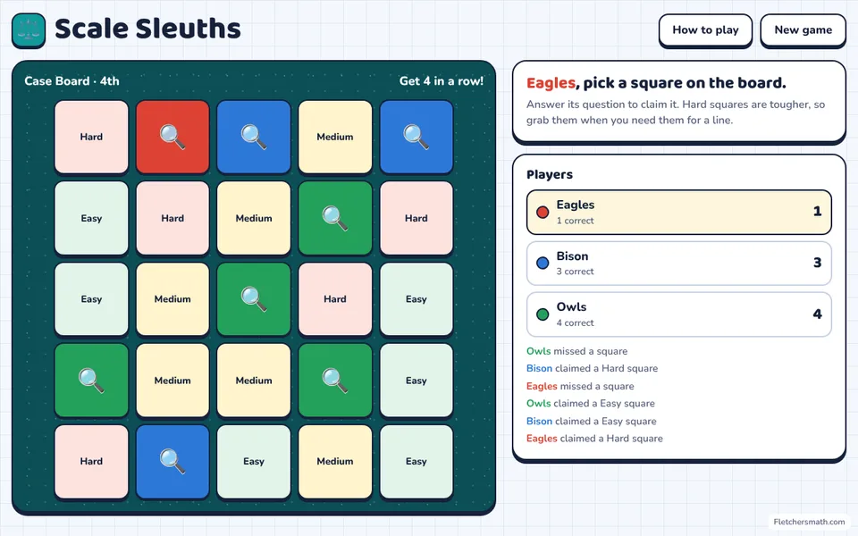 Screenshot of Scale Sleuths in the middle of a game