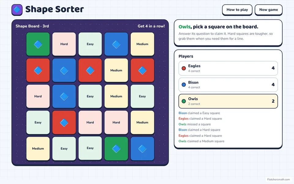 Screenshot of Shape Sorter in the middle of a game