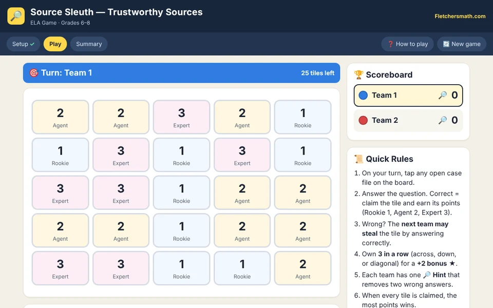 Screenshot of Source Sleuth — Trustworthy Sources