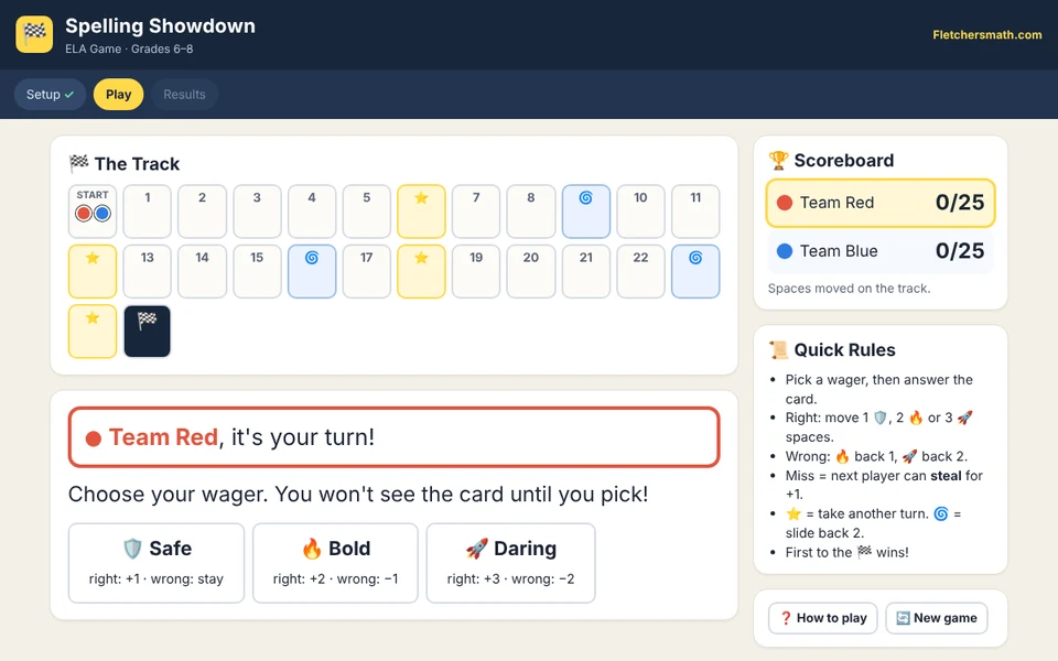 Screenshot of Spelling Showdown