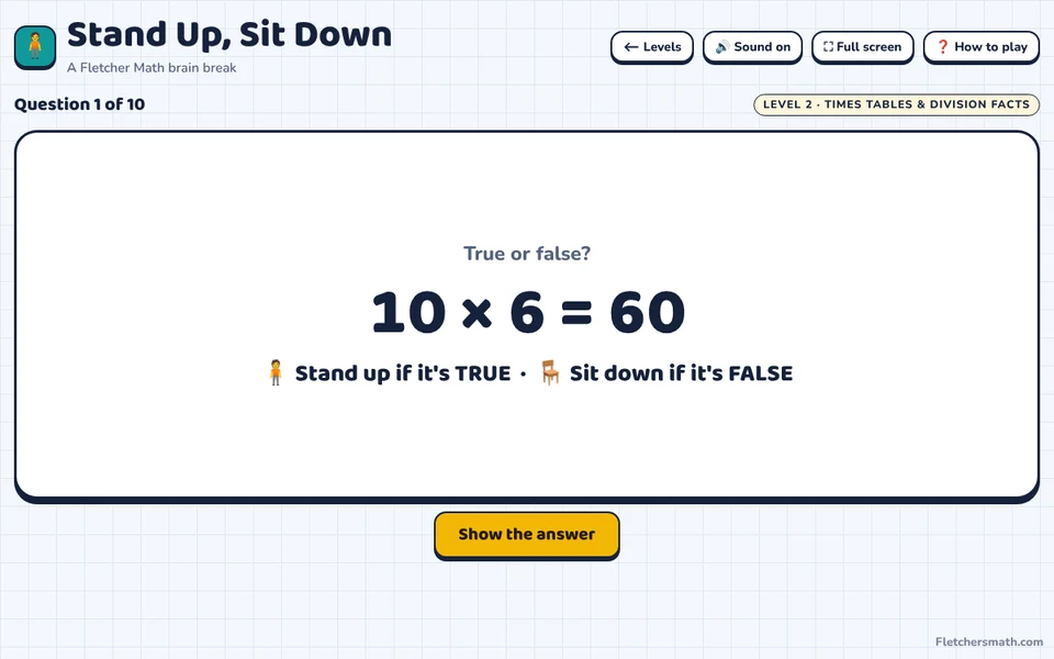 Screenshot of Stand Up, Sit Down