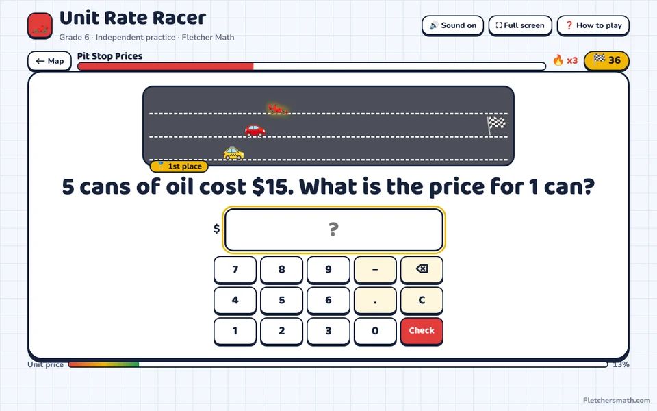 Screenshot of Unit Rate Racer