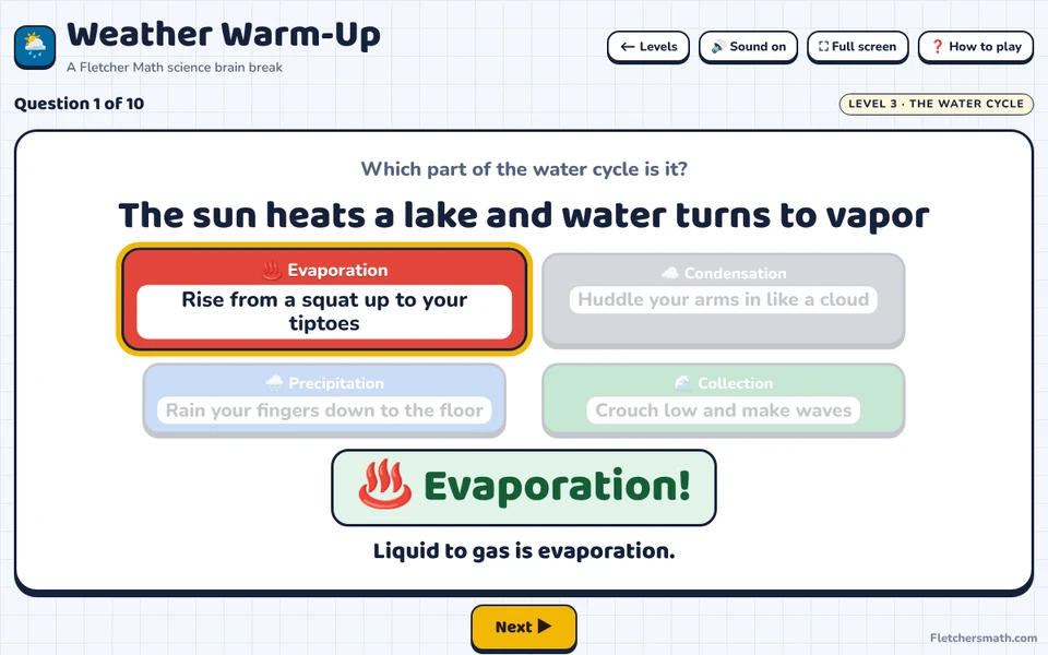 Screenshot of Weather Warm-Up