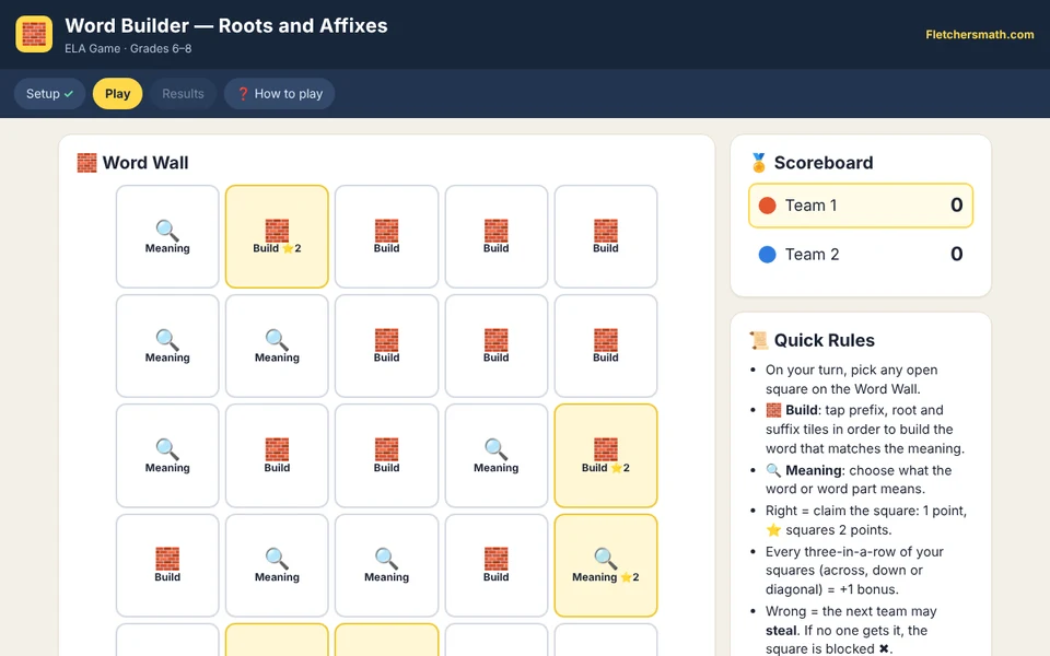 Screenshot of Word Builder — Roots and Affixes